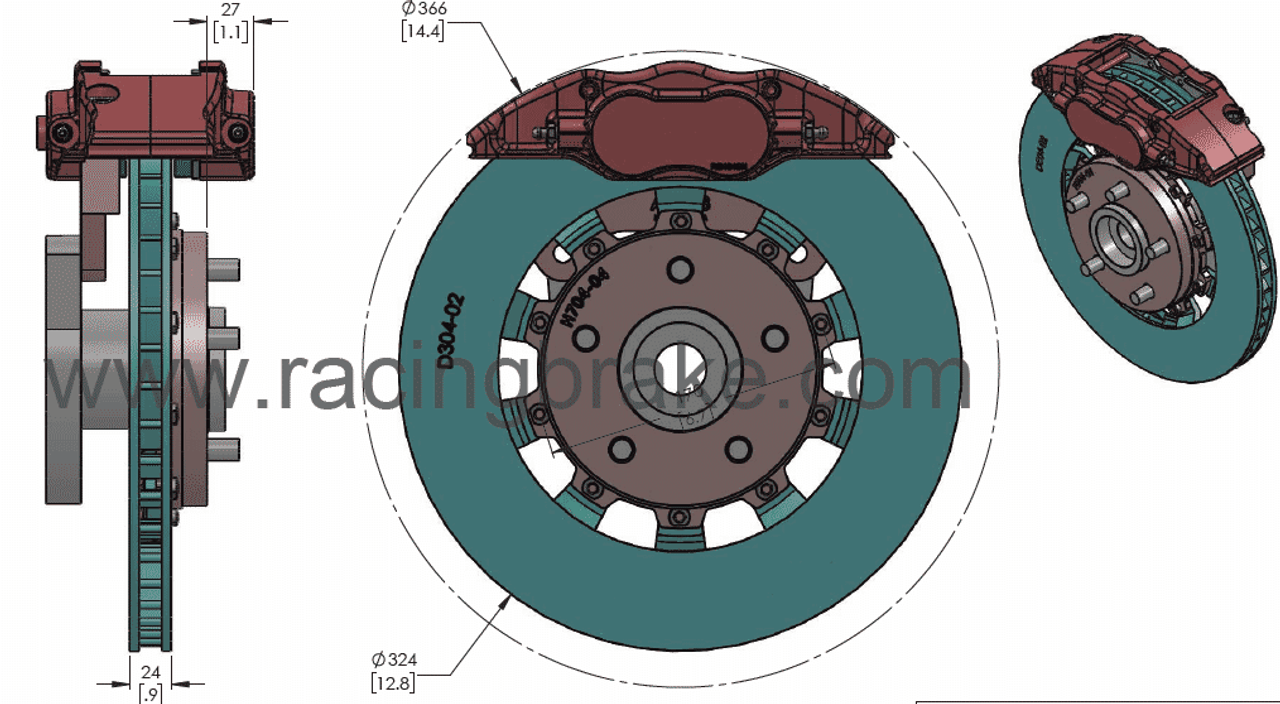 RB Caliper Kit w/Stock Size (324x24) 2 pc light wt rotors for Mazda RX-8 & Miata NC (06-15) BBK