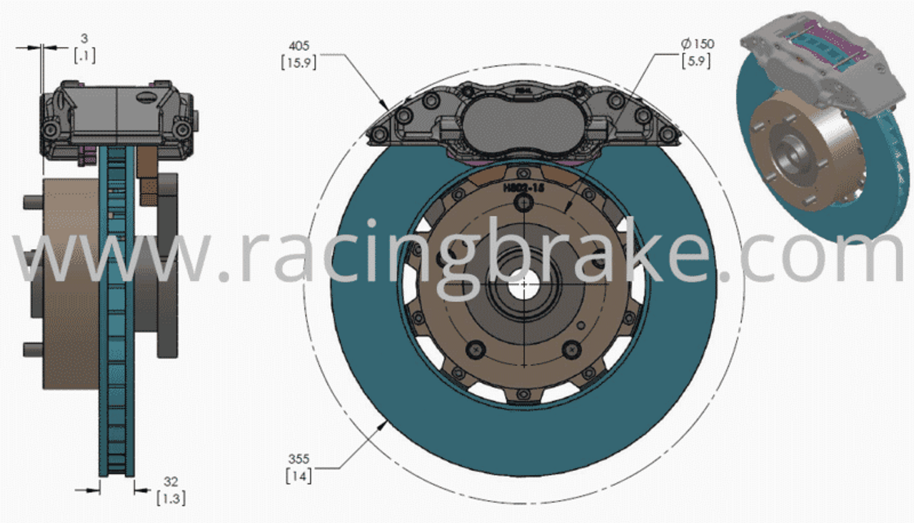RB Brake Kit (355x32) for Tundra 07-21 Front Fits 18" Wheels