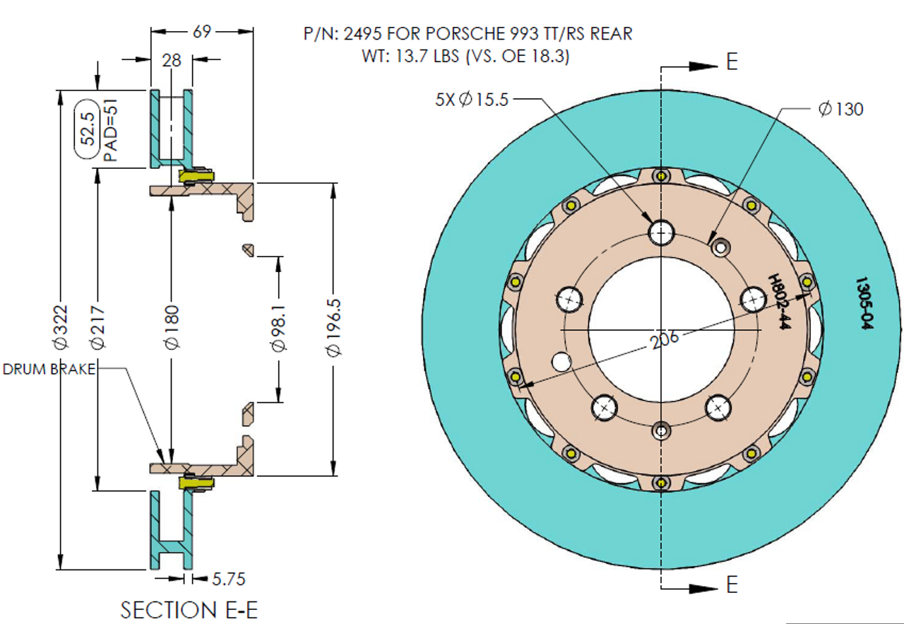 RB 2 pc Rotor Kit (322x28) for Porsche 993 TT & RS Rear RB 2 pc Rotor Kit (322x28) for Porsche 993 TT & RS Rear