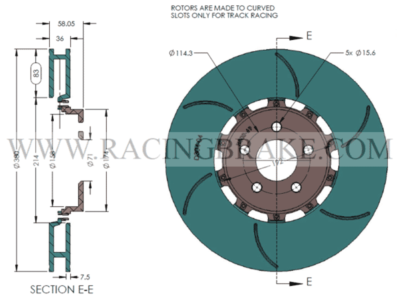 RB Caliper Kit (380/380) for Ford Mustang GT350 Track Racing. Rear rotors are not compatible with OE drum parking brake - See disclaimer under description