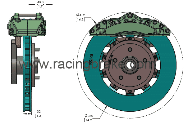 RB 6/4 Pot Caliper Kit (360x32/360x26) for C5/C6 Corvette 97-13 (P/N 2371-K & 2402-K)