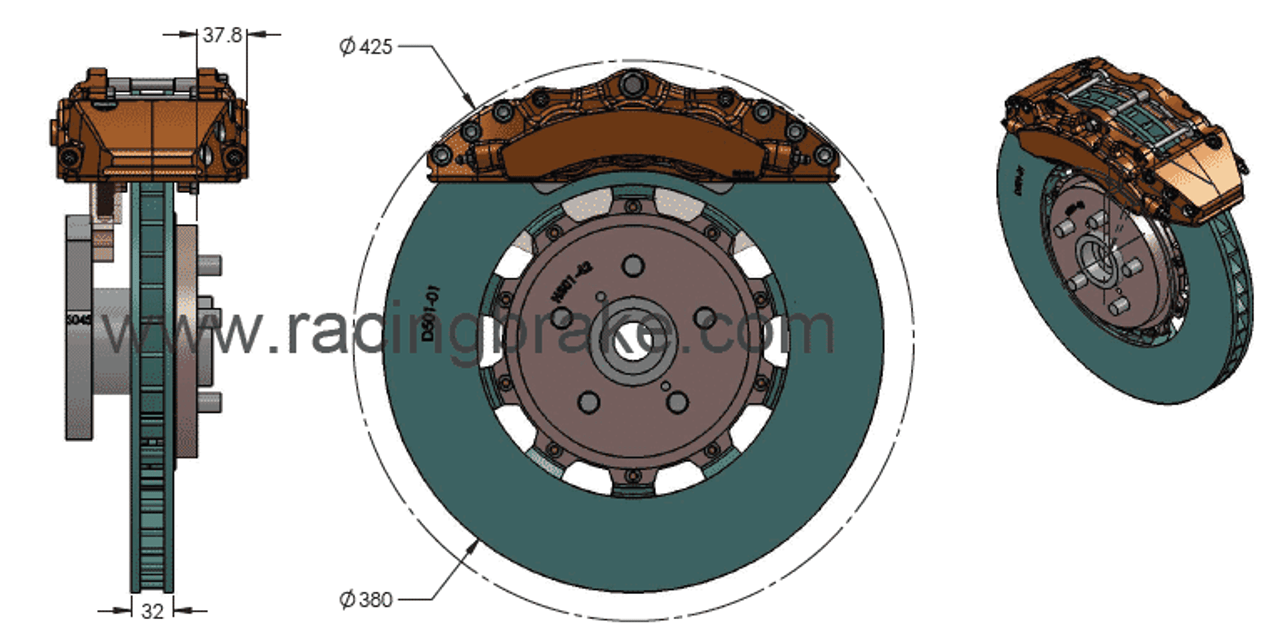 RB 6/4 Pot Caliper Kit (380X32/360X30) for Lexus GS350 2013+, IS 250/350 2014+, RC350 2014+  (P/N 2407-K & 2459-K)