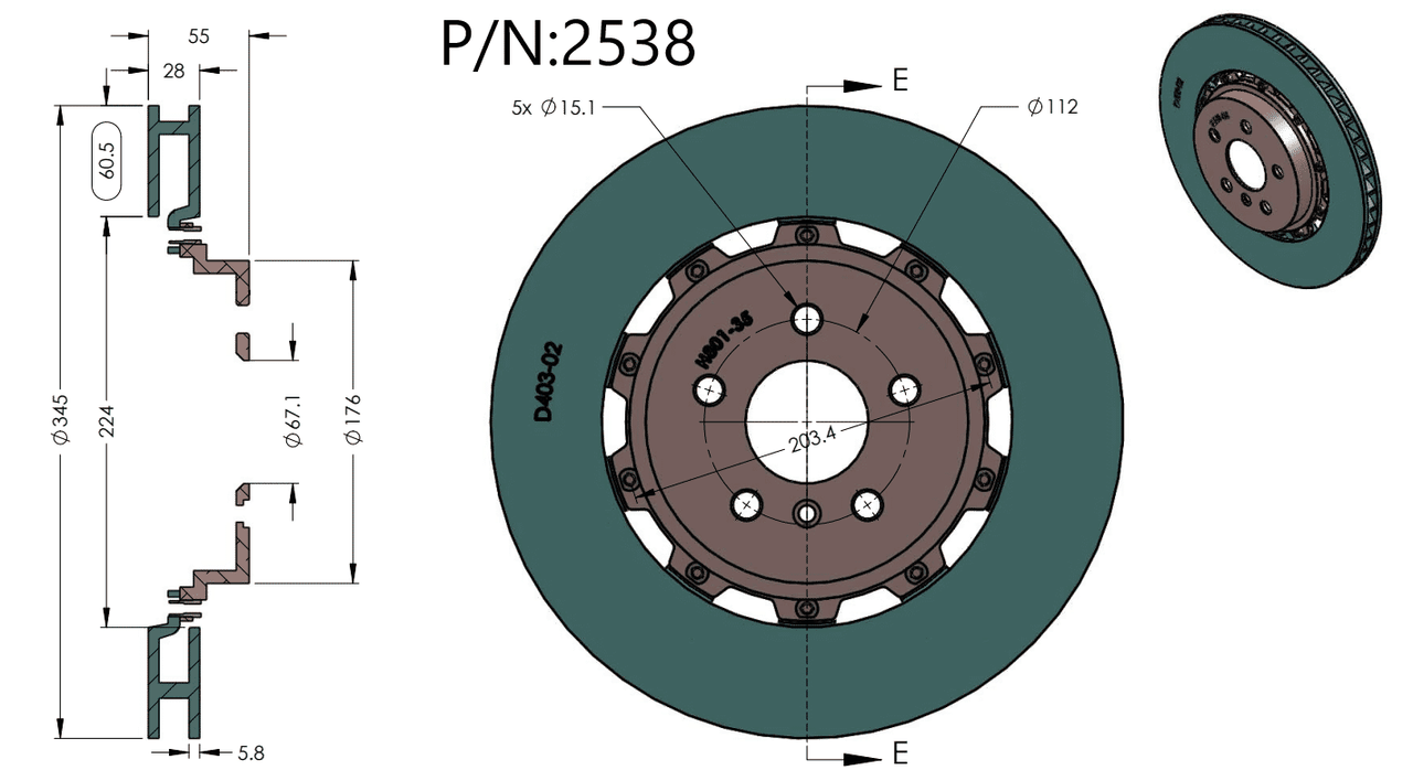 RB 2pc Rotor Kit (390/350mm) for Mercedes GLS550 2017-19, GLS63 AMG 2017-19, GL63 AMG 2013-16, GLE63/GLE63S AMG 2016-19, ML63 AMG 2012-15 (P/N 2222 & 2538)