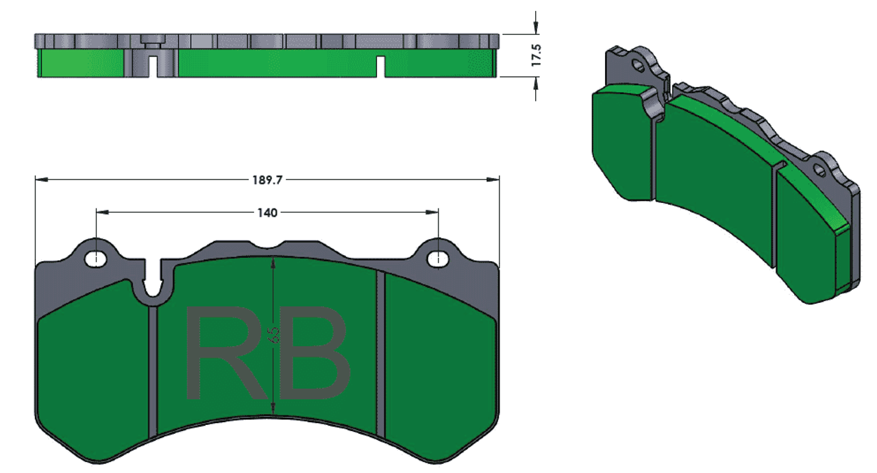 [PD1291-3R7] XR70 Track Pad: Aston Martin, Cadillac, Chevy, Dodge, Ferrari, Jeep, Mercedes Front w/6-Piston Calipers