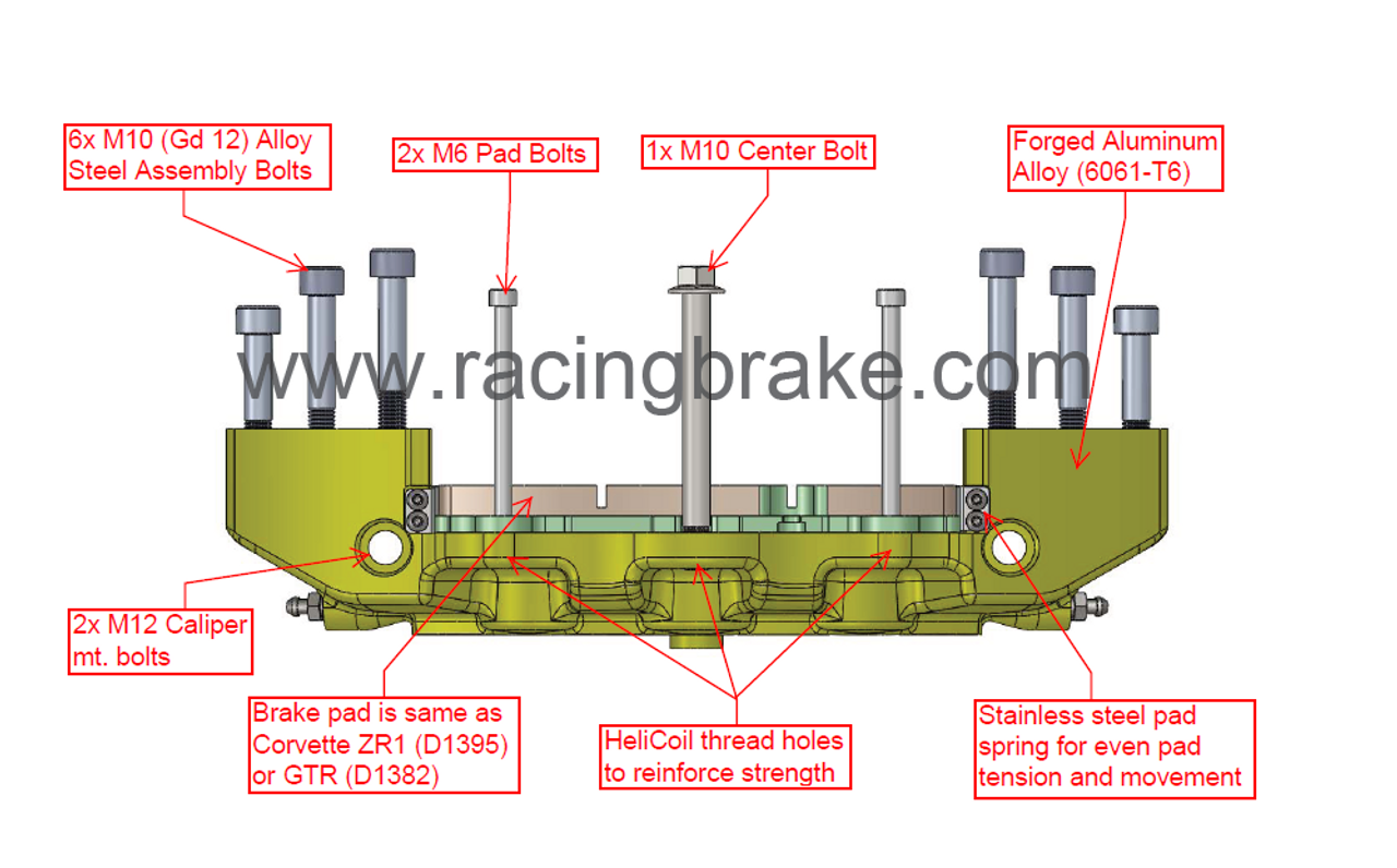 RB6L1 Caliper (230x37.6) 6-Piston: 32/34/38mm for GTR Front (Price per each)