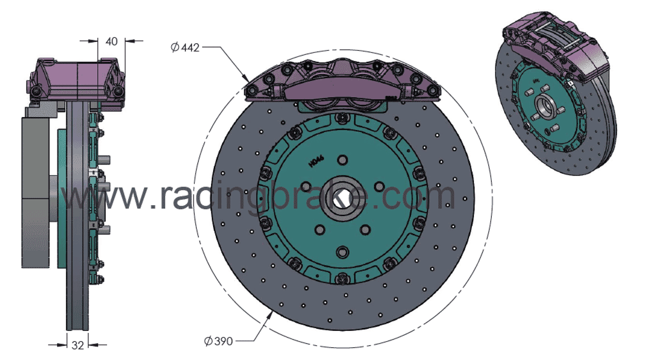 RB-CCB System Kit (394/390) for Nissan GT-R 2009+ (P/N 2C05-K & 2C76-K) Rotors Size=Corvette C7 ZR1 / Camaro Z28