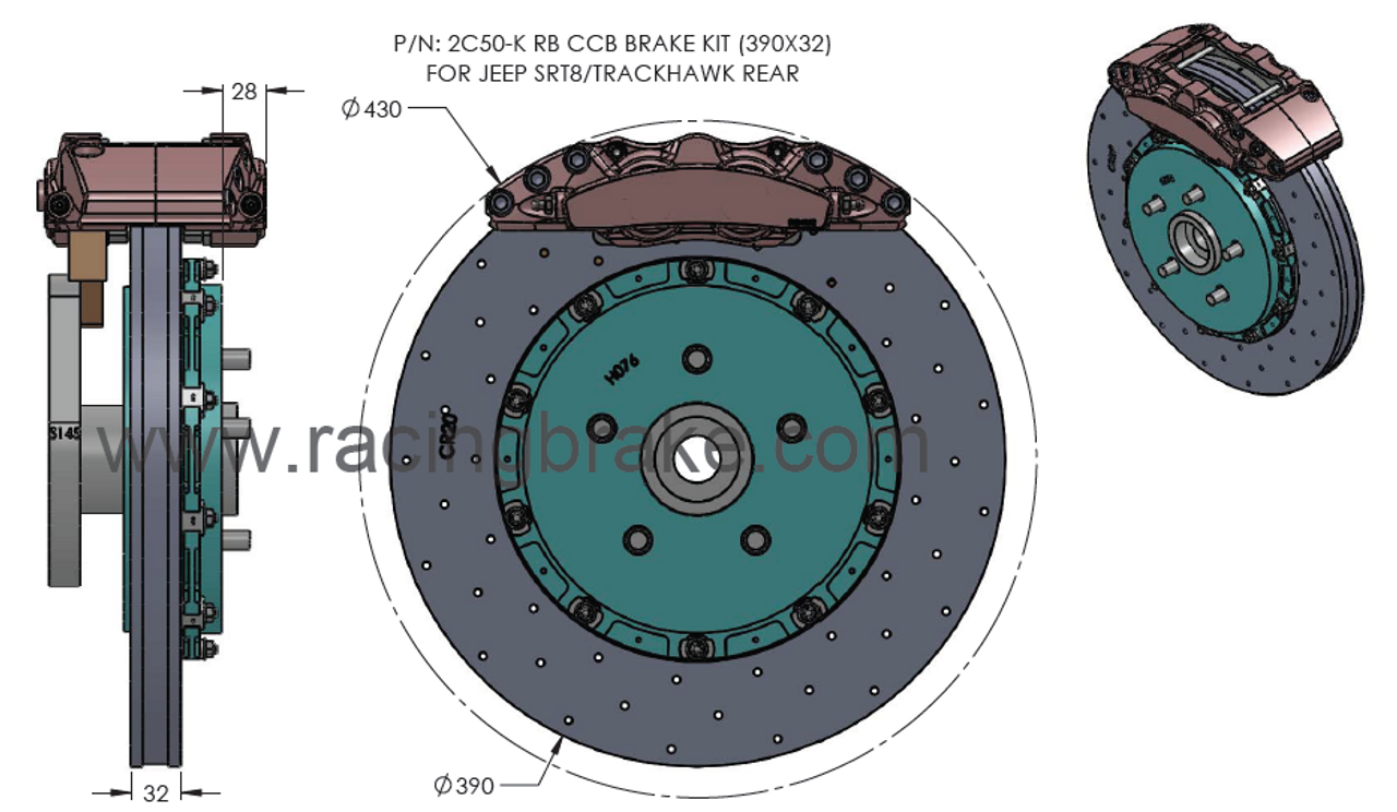 RB-CCB System Kit (400/390) for Jeep SRT8 2012+, Dodge Durango (6.4L) 12+ & Trackhawk 2018+ (P/N 2C11-K & 2C50-K)