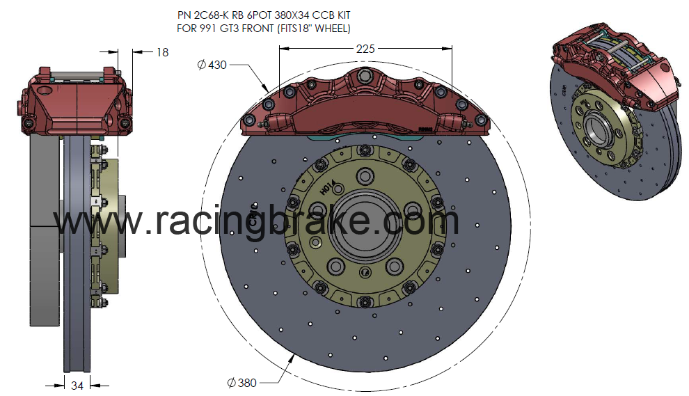 front kit 380mm w/6 pot