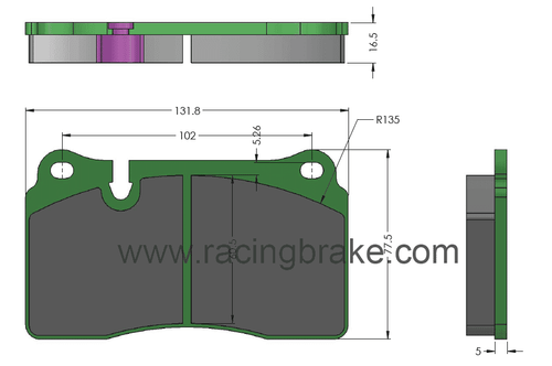 [PD1165-360] RB  Brake Pads for CCM Rotors - Corvette ZR1, Camaro Z28, Ferrari F458, McLaren & RB4L Calipers REAR