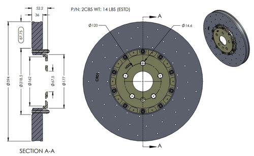 RB-CCB Rotor Kit (394/360) for Camaro G6 (2016+) ZL1, 1LE & Cadillac V3 Conversion Upgrade Fits OE Calipers (P/N 2C85 & 2R12)