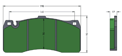 [PD1781-391] RB Street Pads for Audi C7 S6/S7 with Iron Brakes, MB CS63/S63/S65 AMG CCB to Iron Rotor Conversion (Lining Depth=75mm)