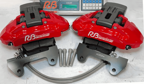 RB 4 piston Calipers w/ePB & CCB Rotor Kit (370x30mm) for Audi C7/C8 Rear CCB Replacement (or Iron Conversion Upgrade) from OE 1 Pot Floating Calipers