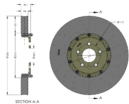 Carbon Ceramic Rotor Kit (380/360) for Lamborghini Gallardo & Audi R8 Front & Rear (PN 2R52 & 2R53)