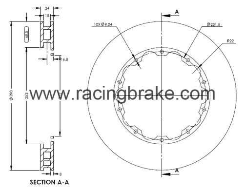 Rotor Rings (390x34x68) for Nissan GT-R 2012+, Dodge Hellcat etc. Front (Price per pair) - Hardware  are not included.