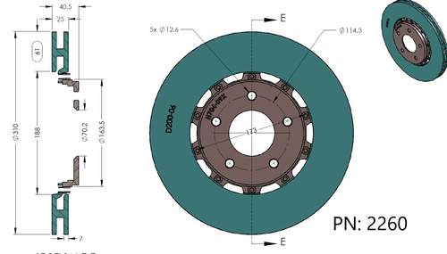 RB 2pc Rotor (310x25mm) for Honda Civic Retrofit to Acura TL Brembo caliper