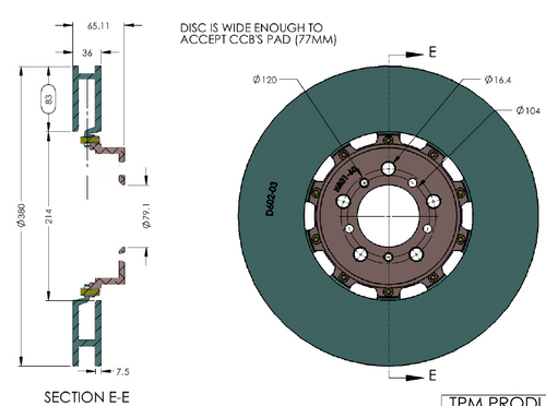 Front rotor: 380x36mm