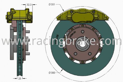 RB Calipers +1 BBK (300x25/307x12mm) for Honda S2000 Standard Duty (P/N 2081-K & 2145-K)