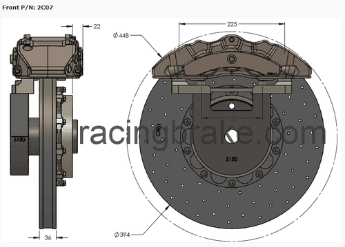 RB-CCB System Kit (394/390) for Porsche 993 Turbo (P/N 2C07-K & 2C08-K)