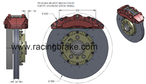 front kit 380mm w/6 pot