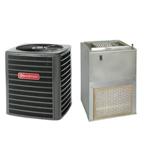 Goodman 1.5 Ton Air Conditioning System | Front Return Air Handler | 14.5 Seer2 | 3 kw Heater | GSXM401810 - AWST18SU1403