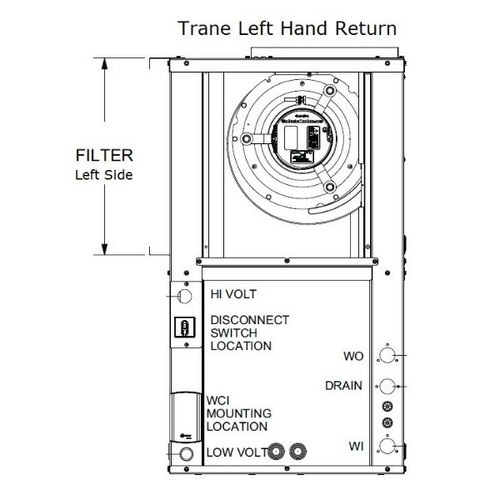 Trane Geothermal Heat Pump - 1.5 Ton - Vertical - Left Hand Return - Copper - GEVK018A1-0TLD1