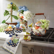 MacKenzie-Childs White Flower Market Whistling Tea Kettle