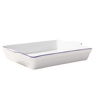 Made In Rectangular Baking Dish With Navy Rim