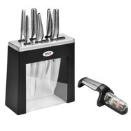 Global Classic 7-Piece Kabuto Knife Block Set and Sharpener
