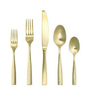Fortessa Lucca Faceted Brushed Gold 20-Piece Flatware Set