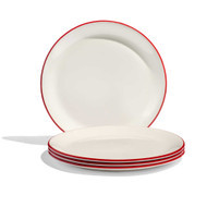Made In Dinner Plates With Red Rim