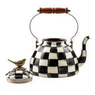 MacKenzie-Childs Courtly Check 3-Quart Tea Kettle With Bird