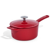 Made In Enameled Cast Iron Saucepan in Red