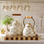 MacKenzie-Childs Mocha Check 3-Quart Tea Kettle