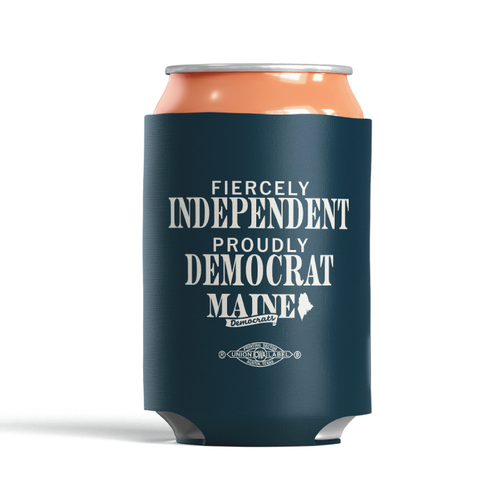 Fiercely Independent Proudly Democrat (Navy Can Cooler)