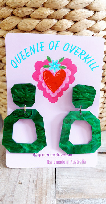 Queenie of Overkill -  Green with Envy earrings