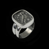 Athena Owl Ring handmade in Sterling Silver by Bowman Originals, Sarasota, 941-302-9594