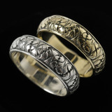 Fig Leaf Wedding Ring Bands in Silver and Gold handmade by Bowman Originals, Sarasota, 941-302-9594