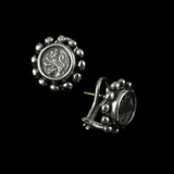 Rampant Lion Earrings in sterling silver custom handmade by Bowman Originals, USA