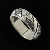 Handmade and engraved Laurel Leaf  Wedding Ring Band by Bowman Originals, Sarasota, 941-302-9594