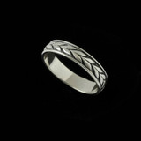 Sterling Silver engraved Laurel Leaf wedding band ring by Bowman Originals, Sarasota, 941-302-9594