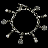 Charm Bracelet, Sterling Silver, Pearls by Bowman Originals, Sarasota, 941-302-9594