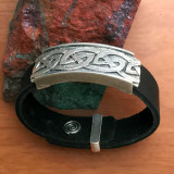 Celtic Wave Silver, Leather adjustable bracelet | Bowman Originals