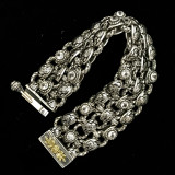 Silver, Gold, Enamel, White Topaz Bracelet handmade by Bowman Originals.