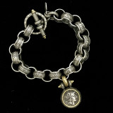 Athena Medallion Toggle Bracelet, Silver, Gold, handmade by Bowman Originals, Sarasota, 941-302-9594