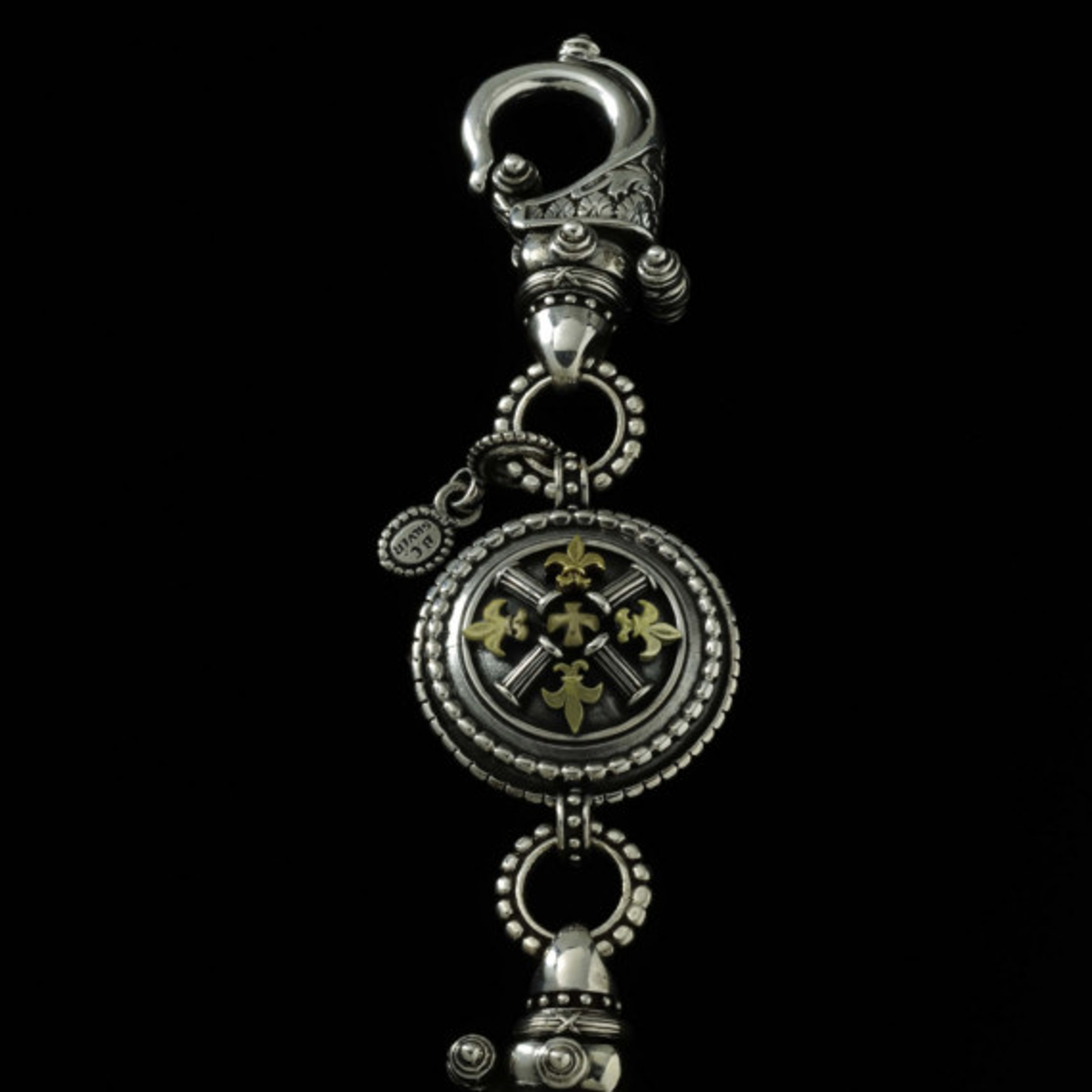 Two Hook Necklace, Sterling Silver, handmade, engraved Bowman Originals