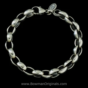 Sterling Silver Chain Link Stackable Poseidon Bracelet, 5/16 inch (7.5mm) wide, handmade by Bowman Originals, full view
