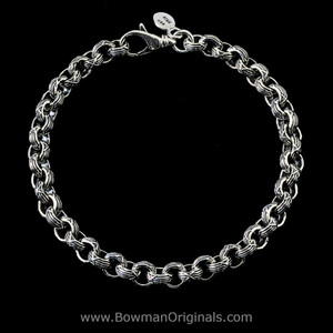 Harvest Chain Link Stacking Bracelet handmade in sterling silver by Ned Bowman of Bowman Originals, Sarasota, Florida, USA
Harvest Chain Link Stacking Bracelet handmade in sterling silver by Ned Bowman of Bowman Originals, Sarasota, Florida, USA