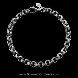 Harvest Chain Link Stacking Bracelet handmade in sterling silver with 6.5mm links by Bowman Originals, Sarasota, Fl.
