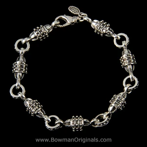 Sterling Silver Chain Link Stackable Hercules Bracelet, 3/8 inch (10.5mm) wide, handmade by Bowman Originals, full view