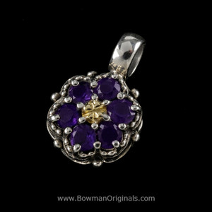Amethyst Cluster Pendant | Sterling Silver & Gold | Handmade Amethyst Cluster Pendant | Sterling Silver & Gold | Handmade